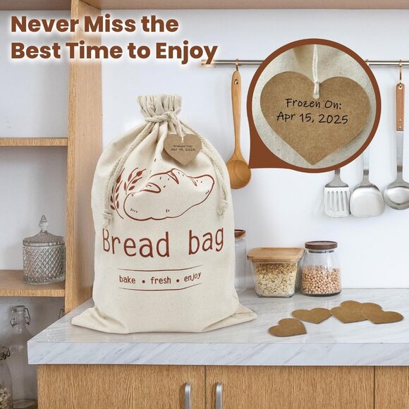 2 Cotton Bread Bags & Sourdough Bags with TPU Lining, 2 Proofing Bowl Covers-BN - Picture 7 of 7